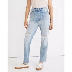 Madewell The Momjean Gilford Wash Ripped Edition Light Wash High Rise size 26